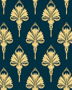 Art Deco Golden Floral Pattern Rug
