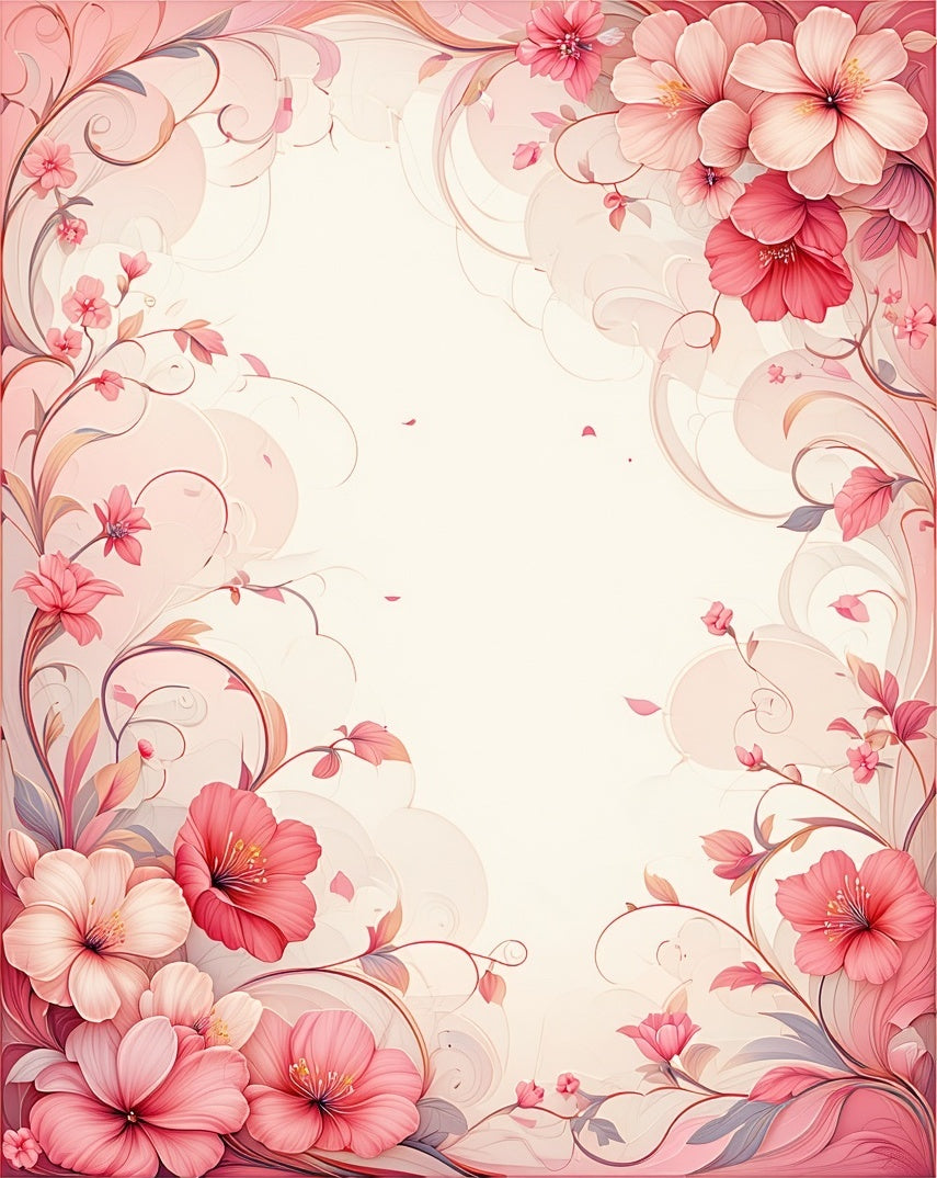 Whimsical Floral Swirls Pink Rug