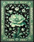 Elegant Jade Floral Art Design Rug