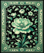 Elegant Jade Floral Art Design Rug