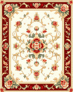 Intricate Floral Scrollwork Cream Rug