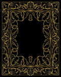 Ornate Gold Flourish Border Design Rug
