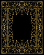Ornate Gold Flourish Border Design Rug