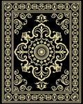 Black Gold Intricate Floral Medallion Rug