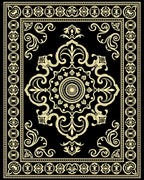 Black Gold Intricate Floral Medallion Rug