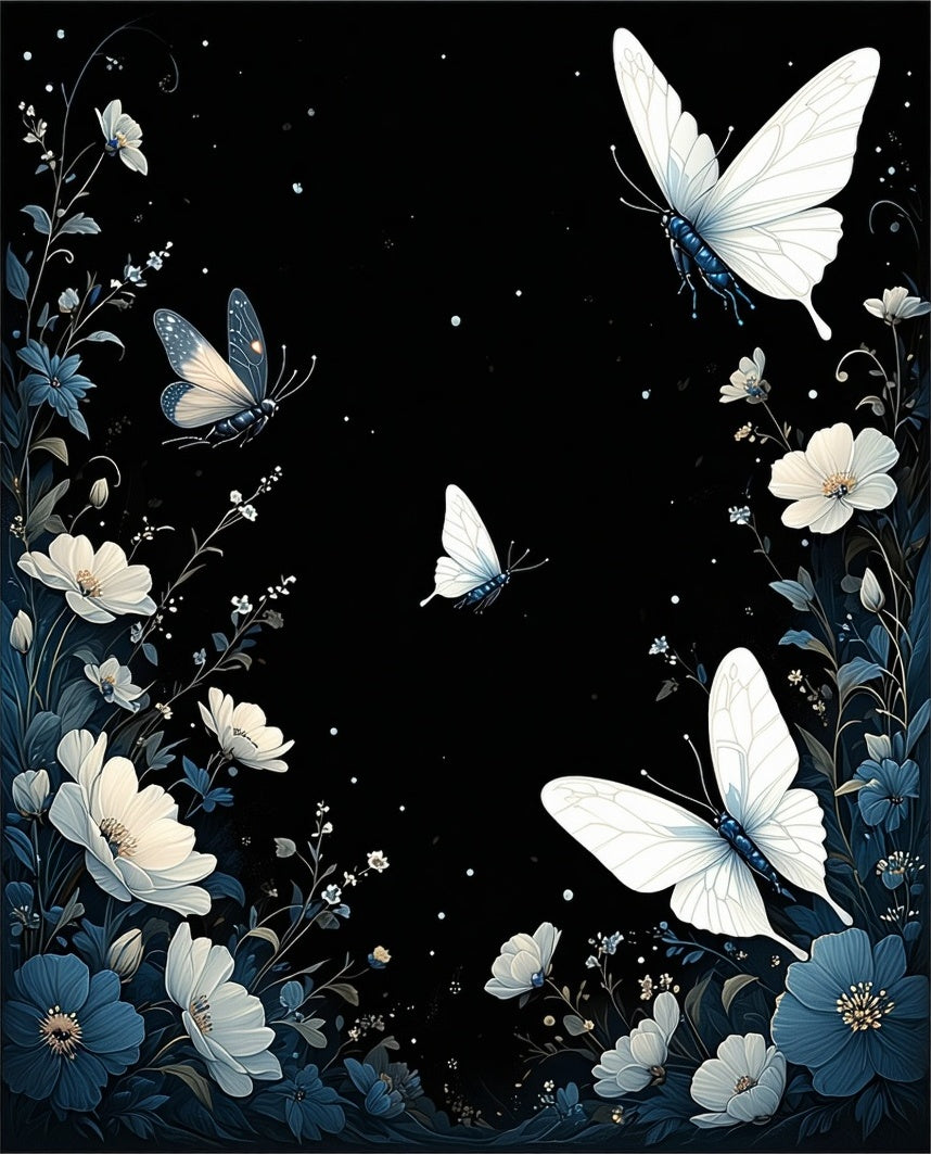 Night Garden Butterflies and Blooms Rug
