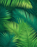 Lush Tropical Palm Leaf Pattern Rug