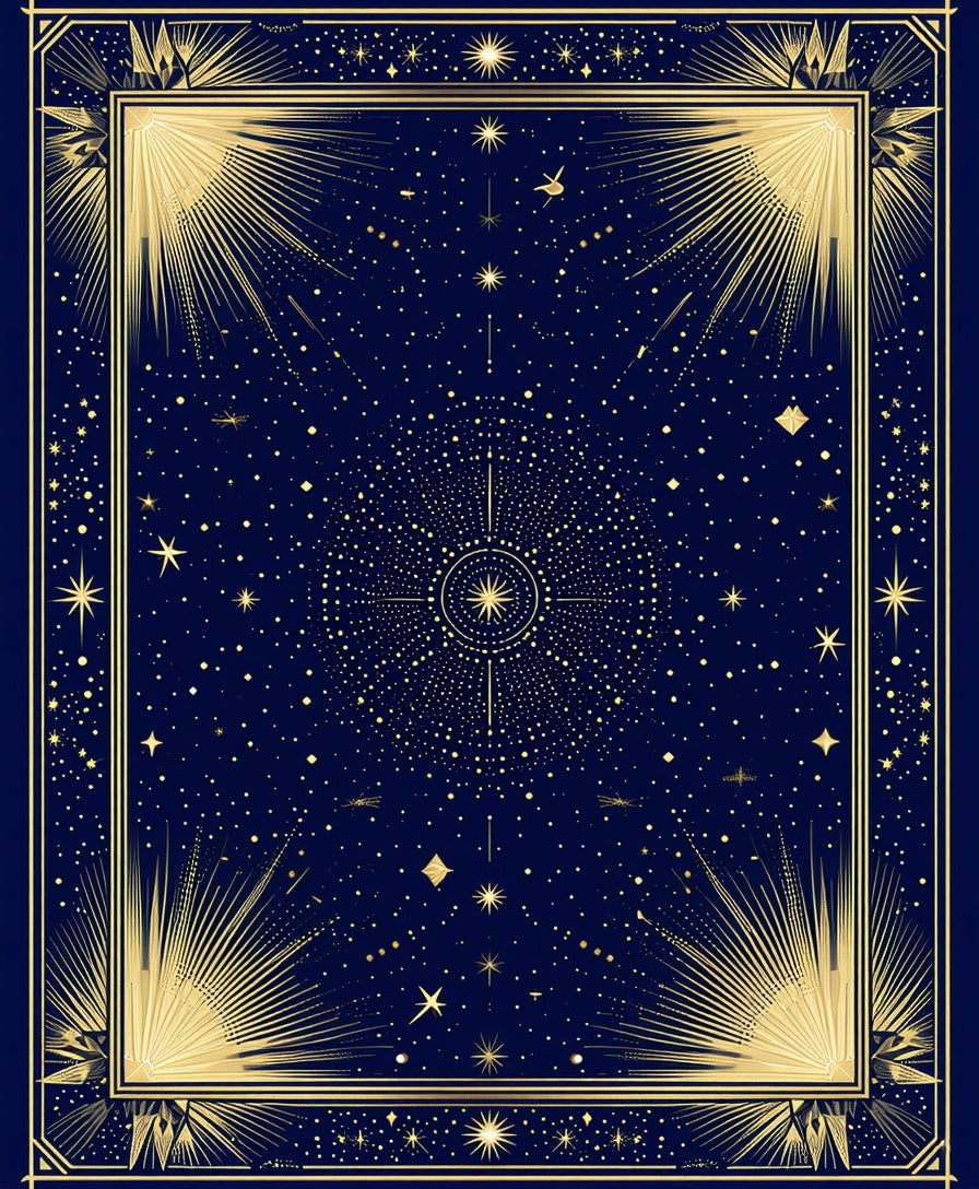 Celestial Sunburst Starry Night Rug