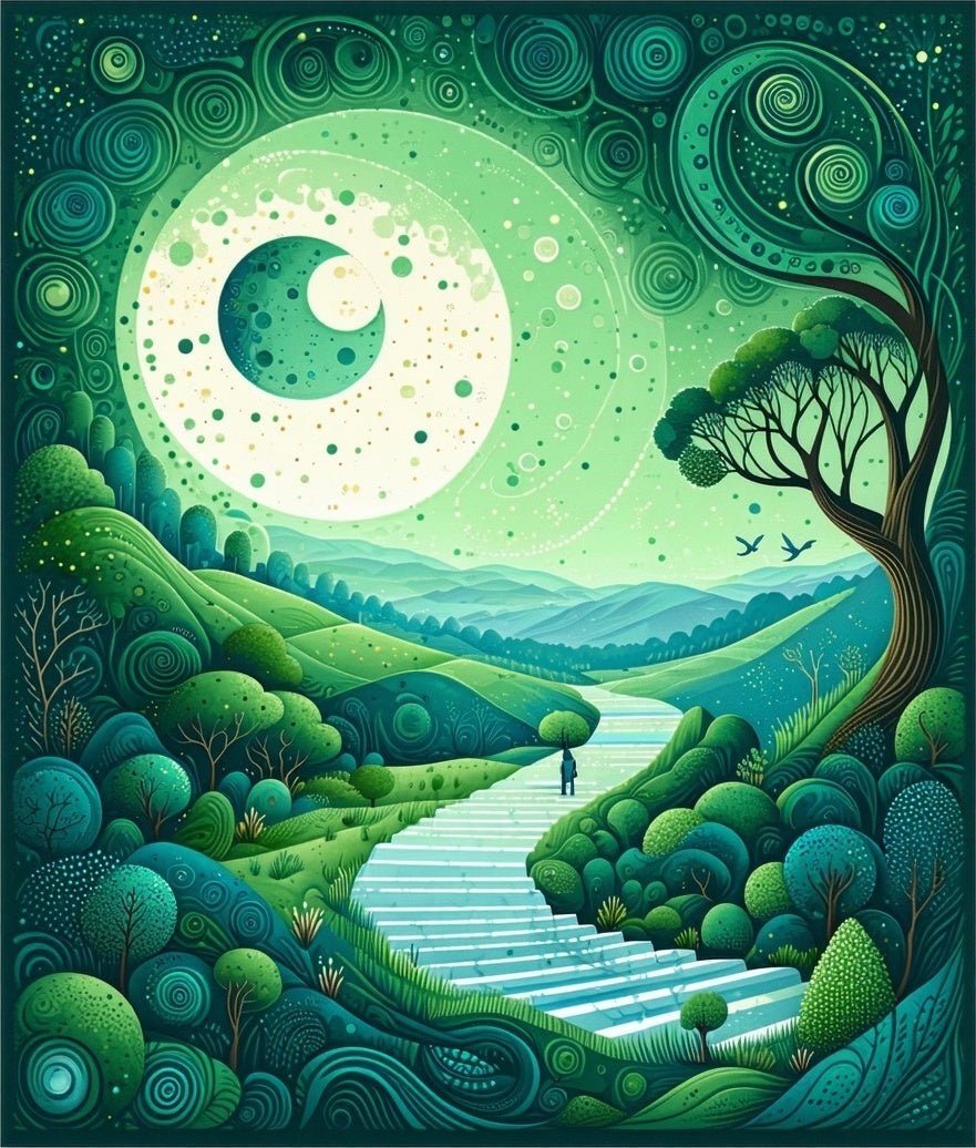 Enchanting Nature Spiral Landscape Rug
