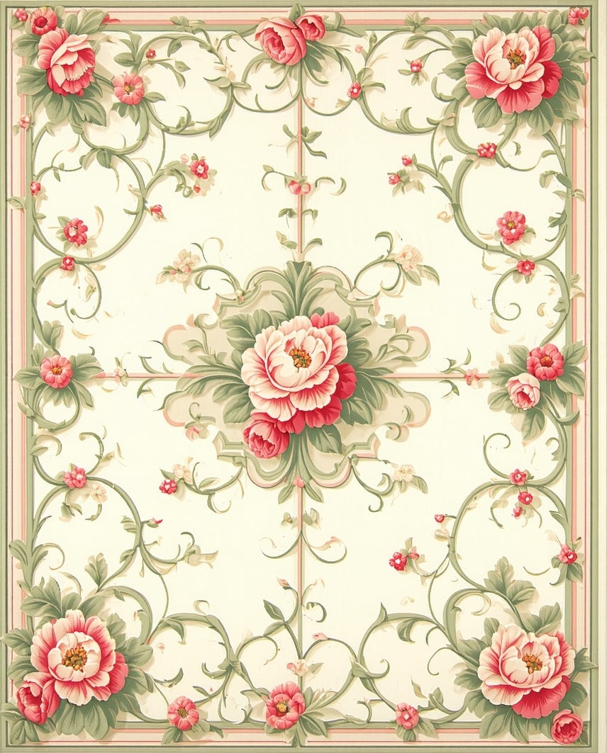 Vintage Floral Garland Pattern Rug