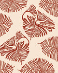 Crimson Botanical Fan Pattern Design Rug