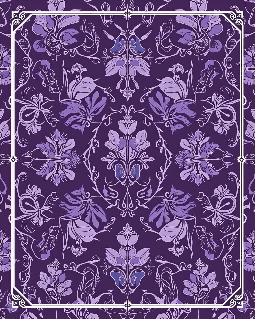 Art Nouveau Purple Floral Pattern Rug