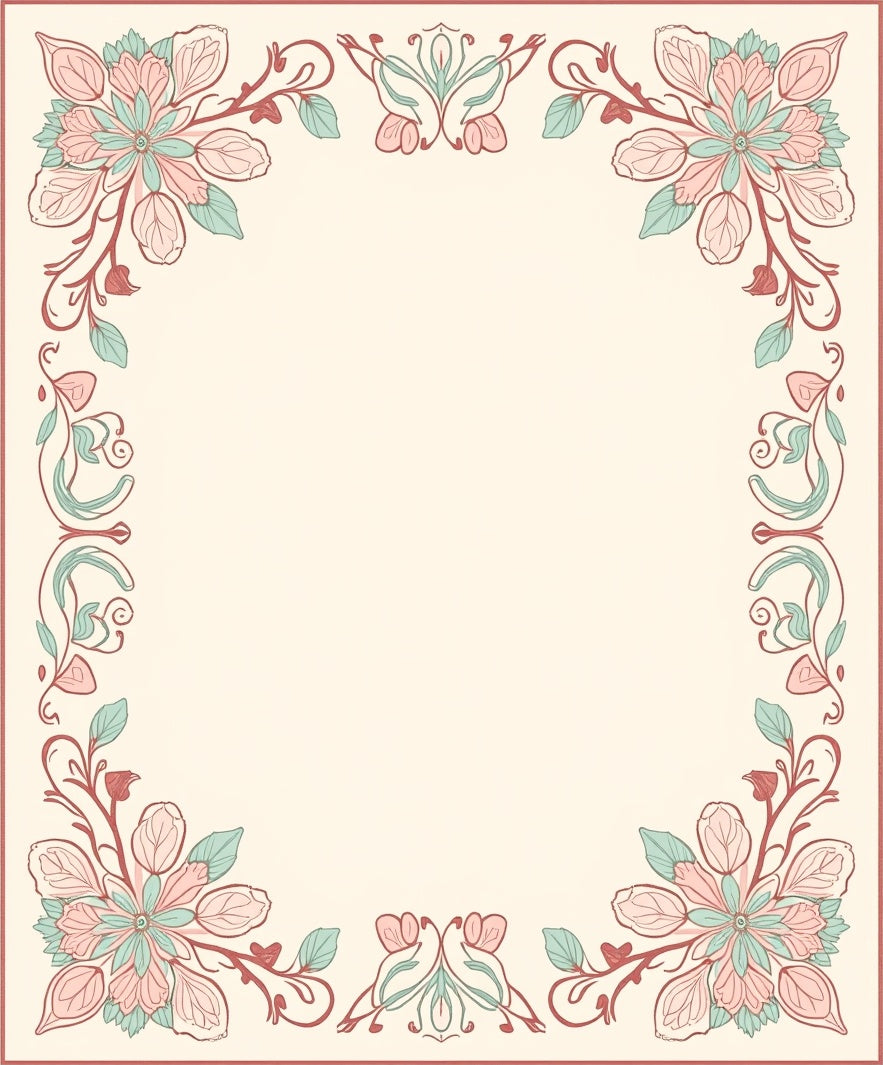 Art Nouveau Floral Border Design Rug