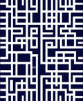 Abstract Labyrinth Blue White Pattern Rug
