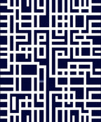 Abstract Labyrinth Blue White Pattern Rug