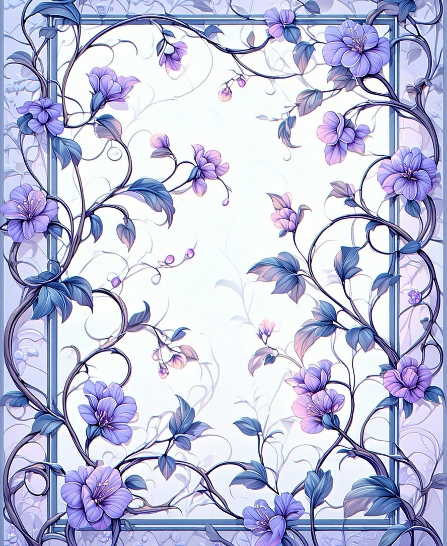 Elegant Violet Floral Vine Design Rug
