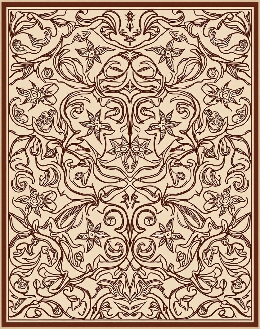 Ornate Floral Swirl Pattern Rug