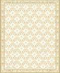 Cream and Gold Floral Damask Pattern Rug
