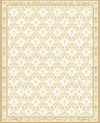 Cream and Gold Floral Damask Pattern Rug
