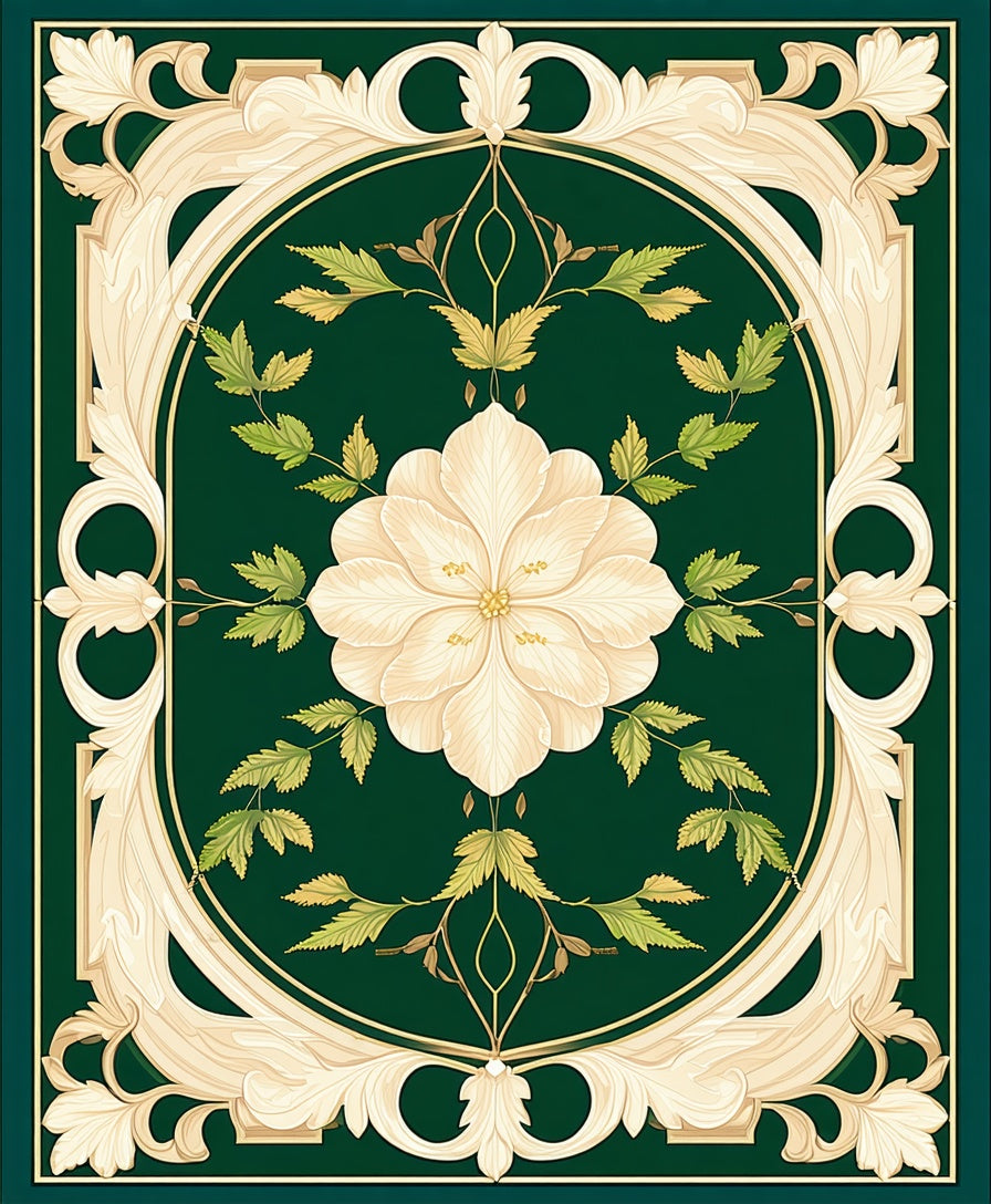 Ornate Floral Art Nouveau Design Rug