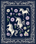 Whimsical Unicorn Floral Meadow Design Rug