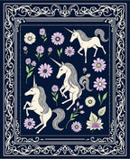 Whimsical Unicorn Floral Meadow Design Rug