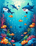 Cute Shark And Fish Underwater Scene Rug