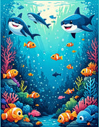 Cute Shark And Fish Underwater Scene Rug