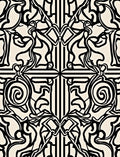 Bold Black White Scroll Pattern Rug