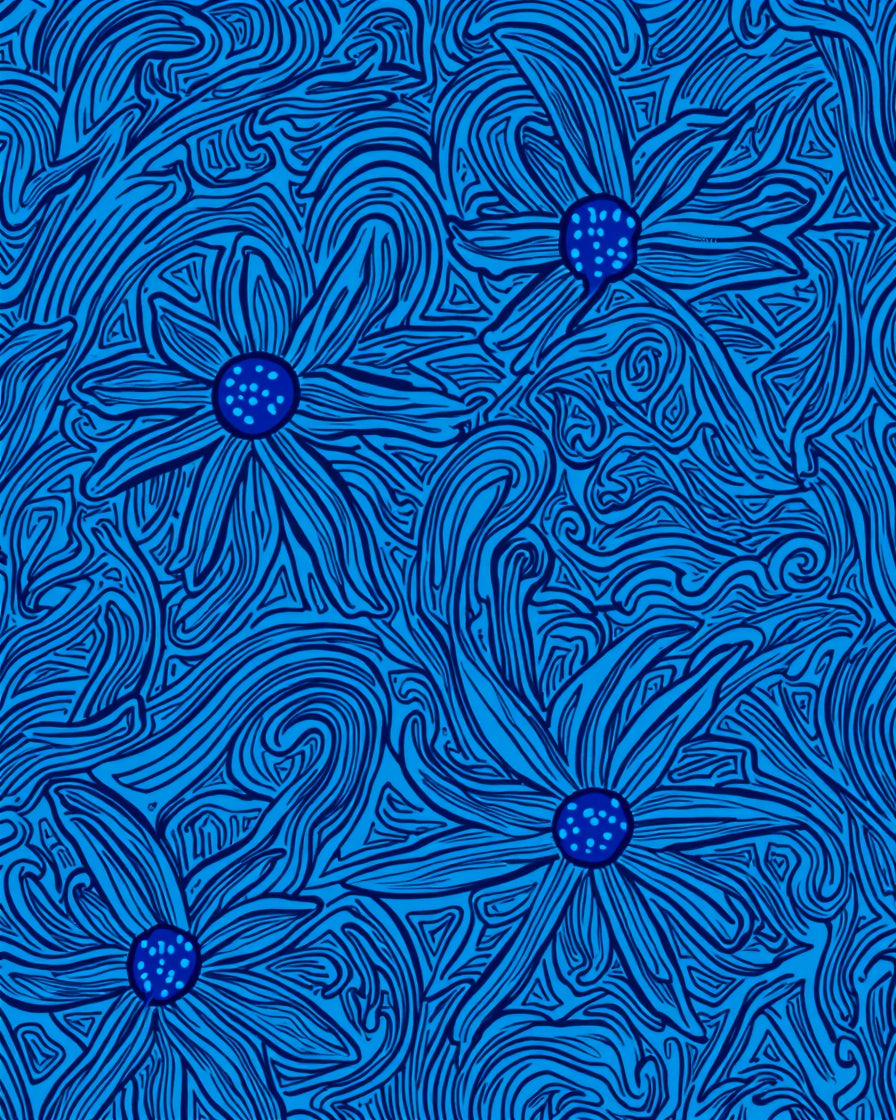Floral Swirls Abstract Blue Pattern Rug