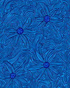 Floral Swirls Abstract Blue Pattern Rug
