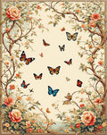Floral Butterfly Garland Pattern Rug