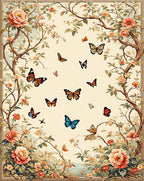 Floral Butterfly Garland Pattern Rug