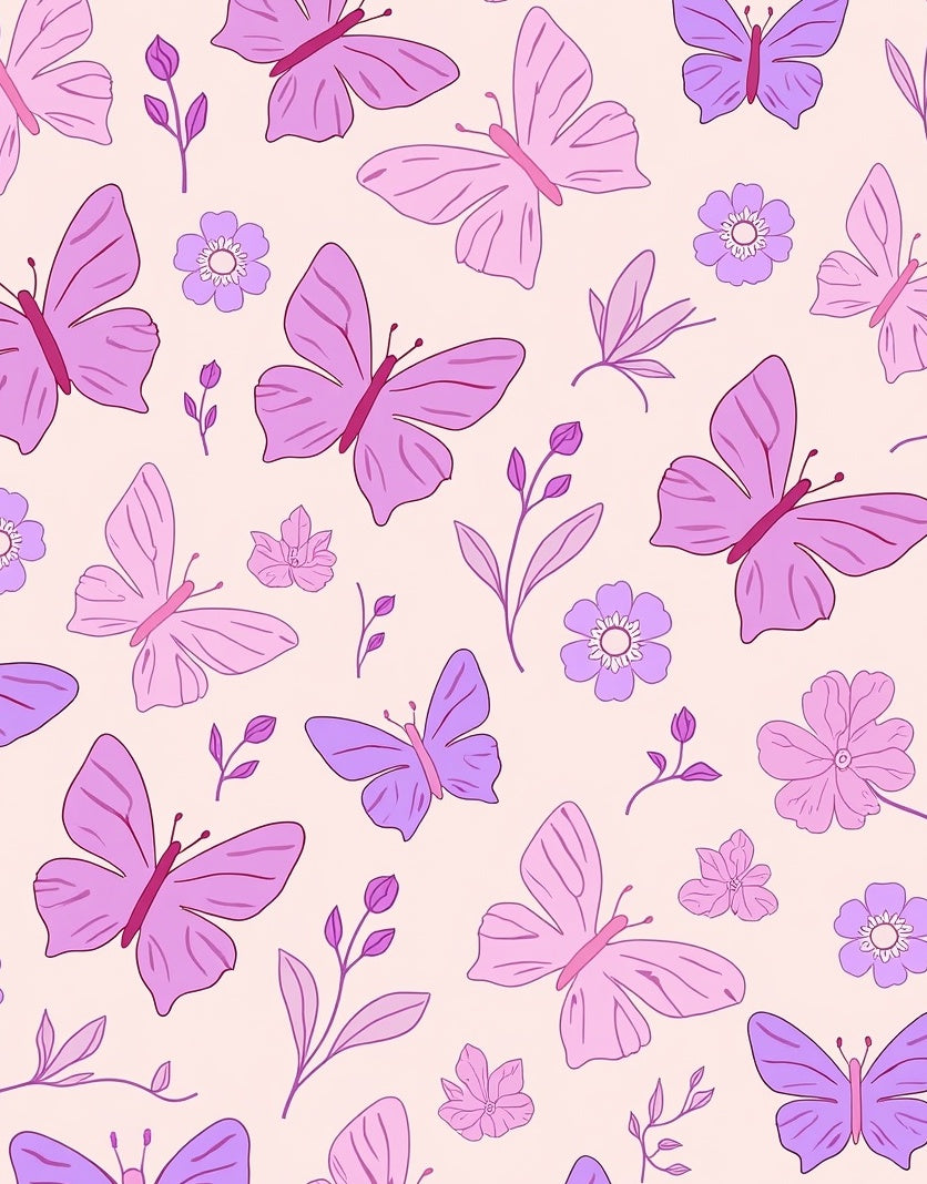 Whimsical Butterfly Floral Pattern Rug