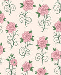 Pink Roses With Green Swirls Design Rug