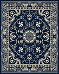 Elegant Floral Swirl Cream Navy Rug