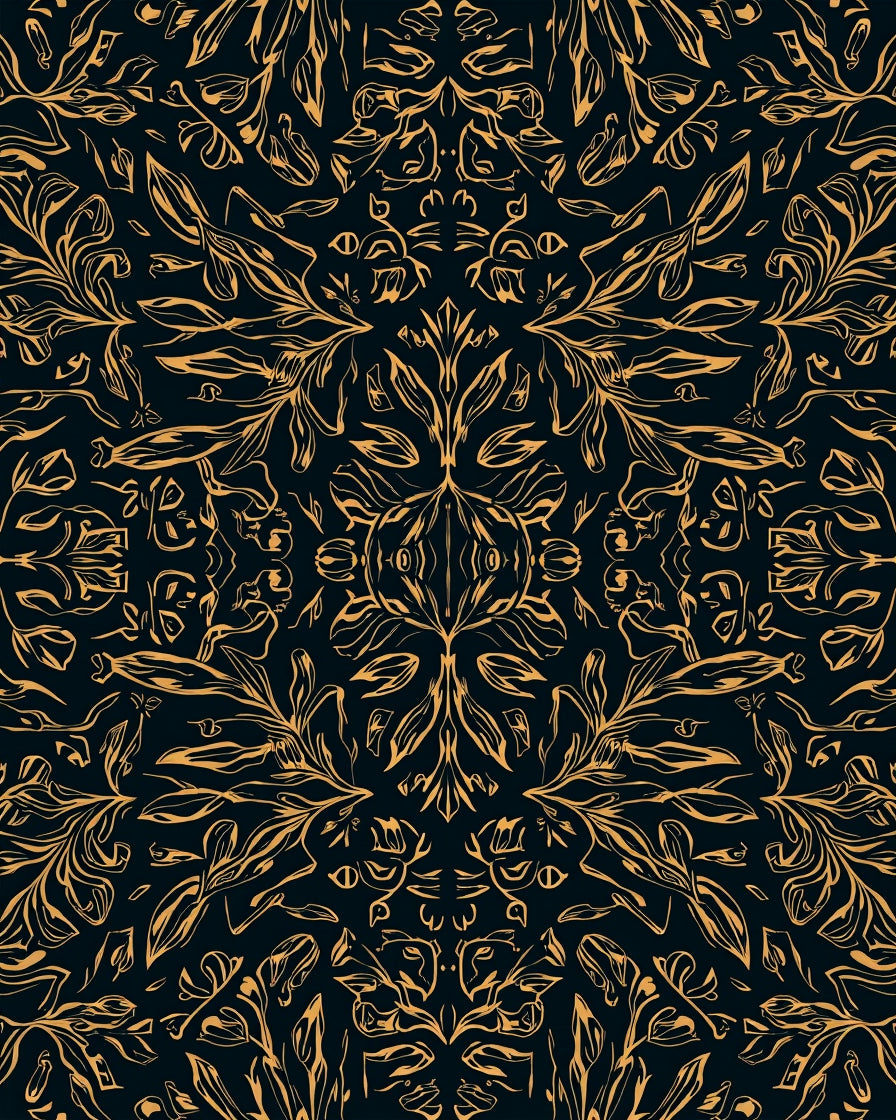 Elegant Orange Floral Symmetry Design Rug