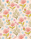 Pink Meadow Floral Dot Design Rug