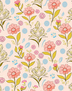 Pink Meadow Floral Dot Design Rug