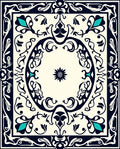 Navy Teal Floral Classic Pattern Rug