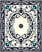 Navy Teal Floral Classic Pattern Rug