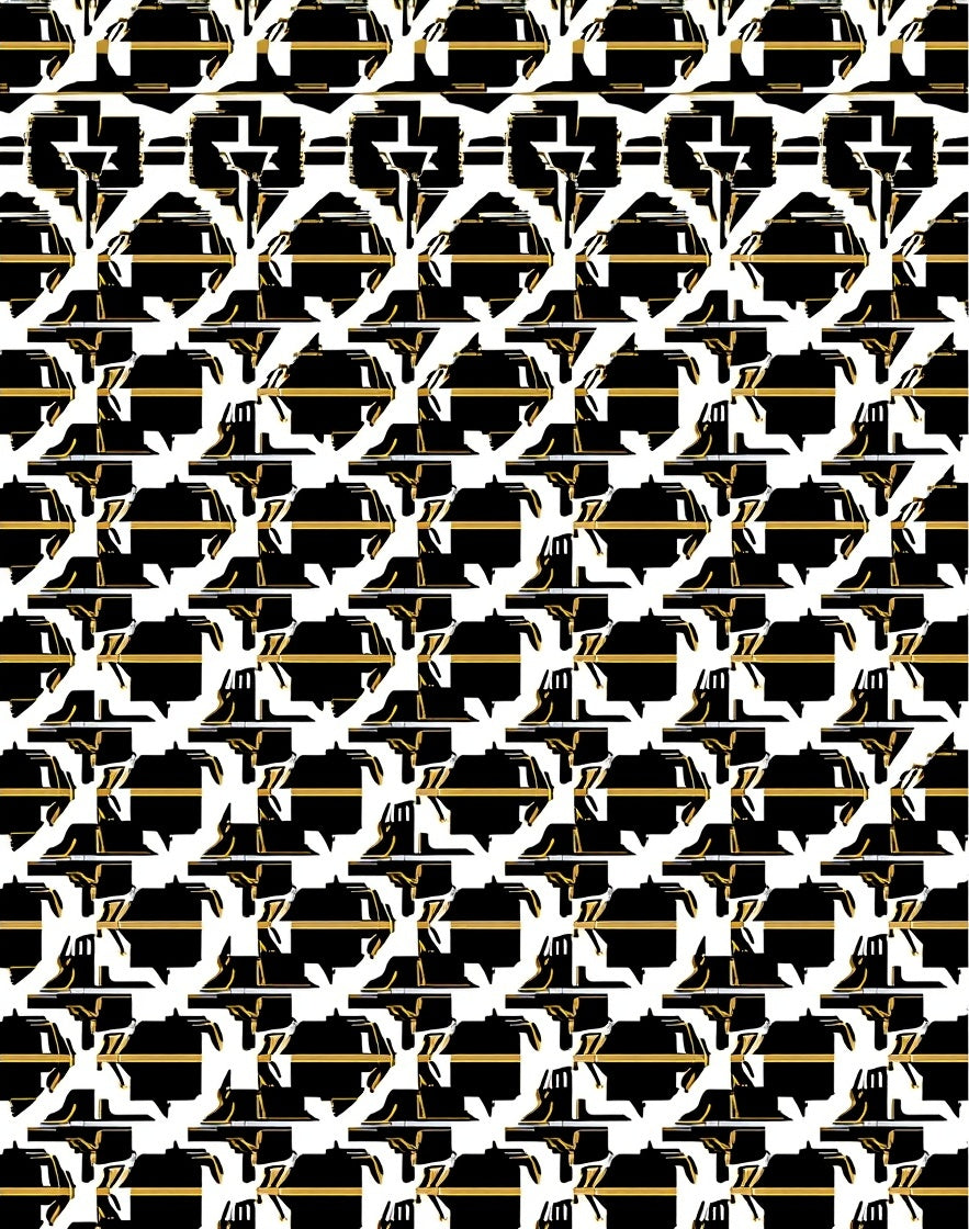 Black Gold Geometric Abstract Pattern Rug