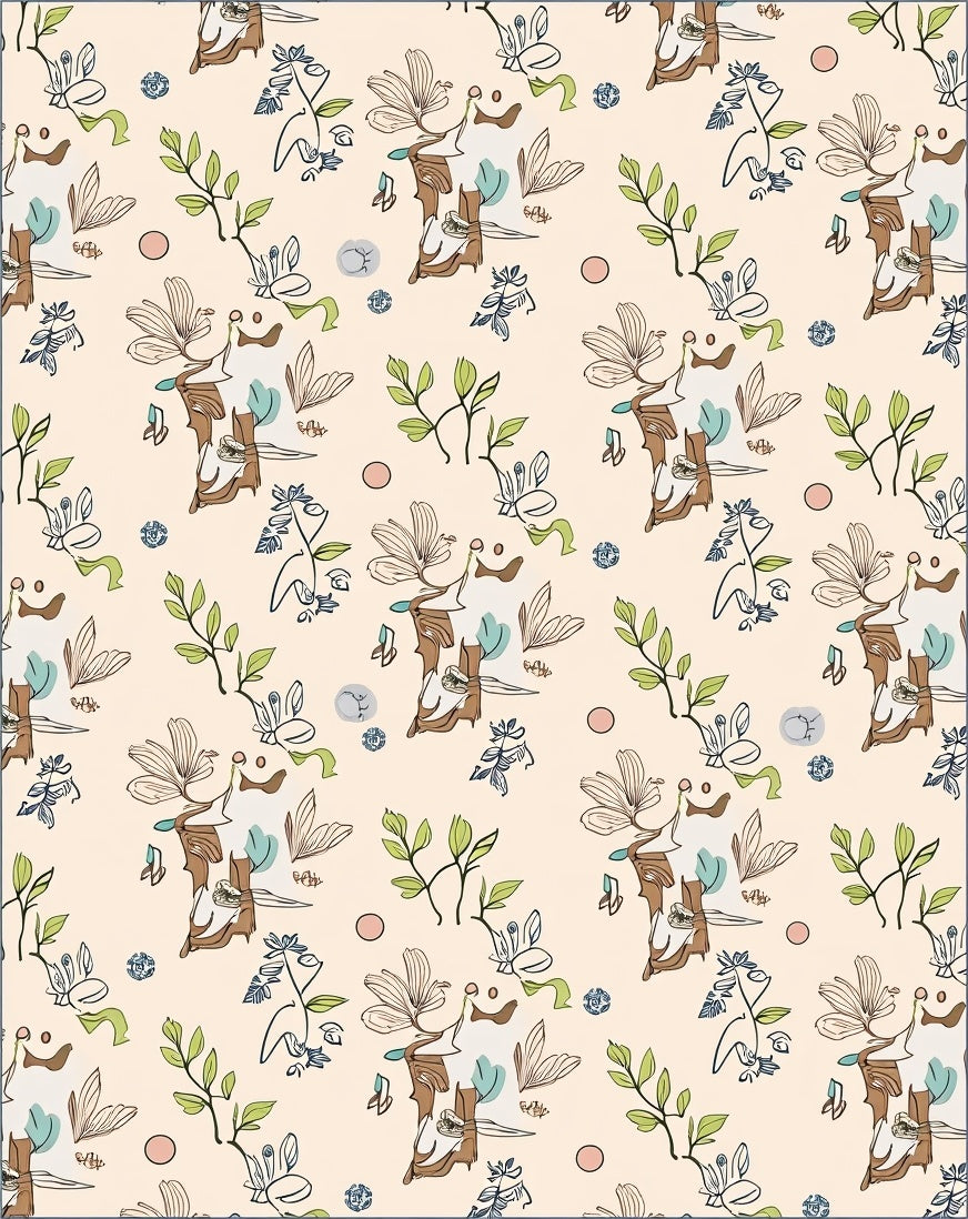 Whimsical Abstract Floral Sketch Design Rug