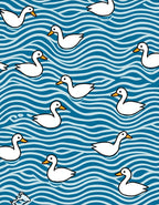 White Ducks On Blue Waves Rug