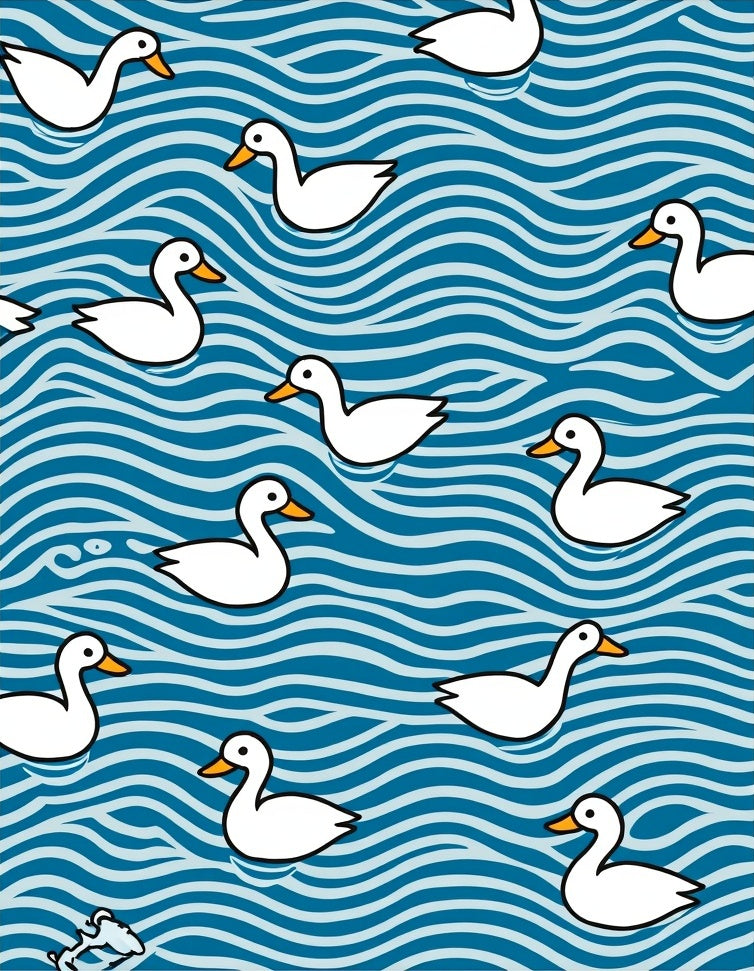 White Ducks On Blue Waves Rug
