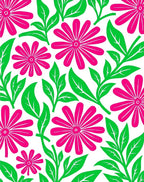 Bright Pink Daisy Floral Pattern Rug