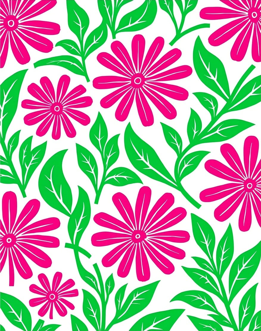 Bright Pink Daisy Floral Pattern Rug