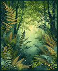 Enchanted Forest Fern Pattern Rug