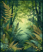 Enchanted Forest Fern Pattern Rug