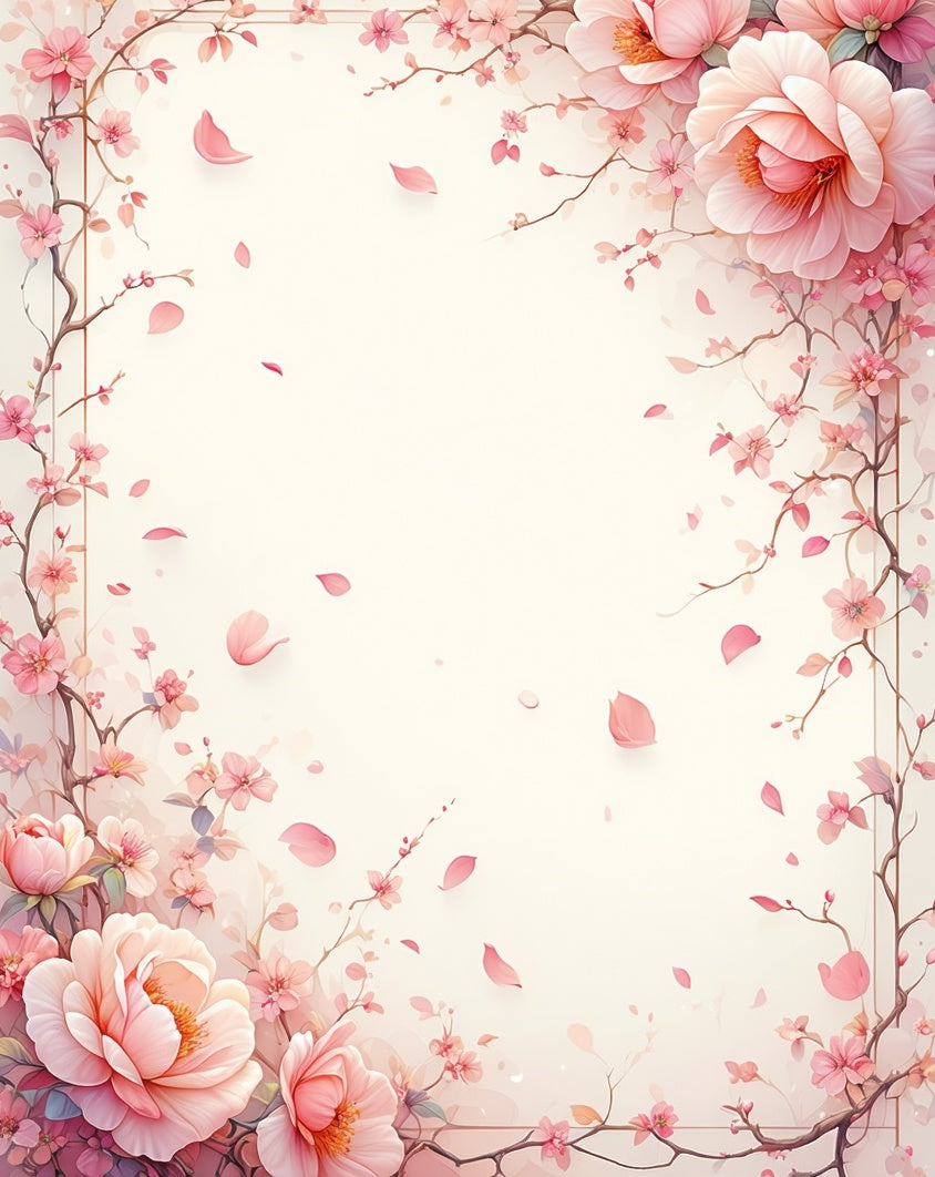 Soft Pink Blossom Branch Floral Rug